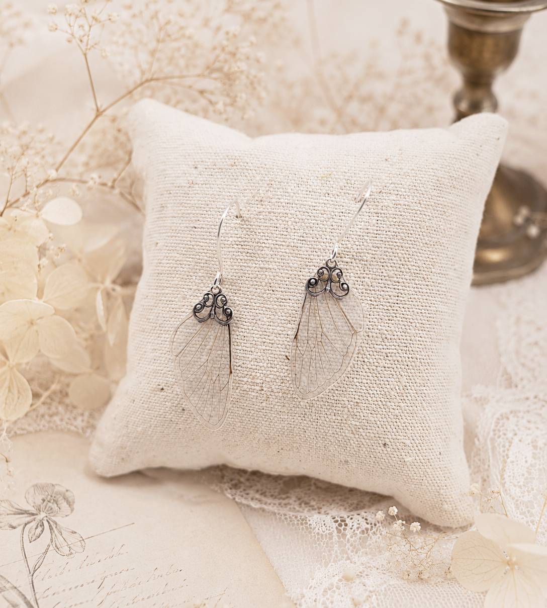 Boucles d'oreille Entrelac - ailes de cigales