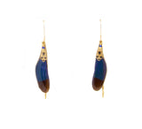Boucles d'oreille Meandres - libellule bleue doré