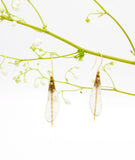 Boucles d'oreille Meandres - libellule transparente doré