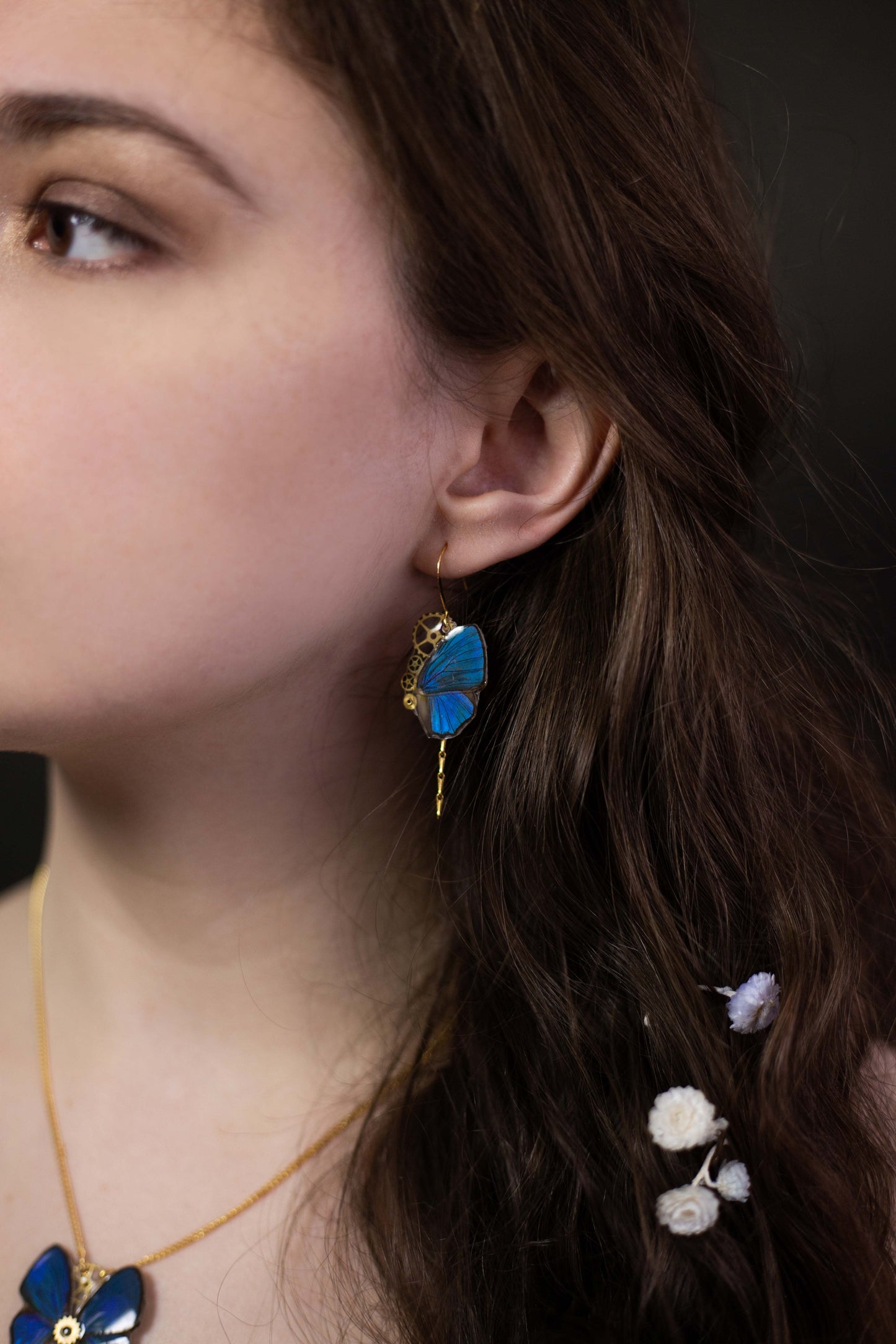 Bijou Art Nouveau boucles Aponi Hypocrysops bleu roi – Victorian Rehab atelier Hérault