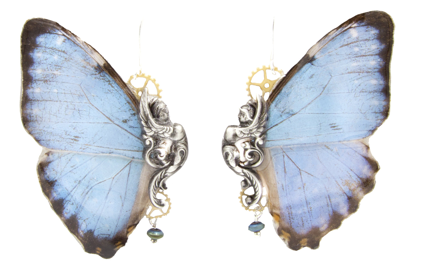 Boucles Sphynx Morpho Portis version argentée – bijou cabinet de curiosités Victorian Rehab