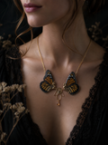 Collier Sphynx papillon Monarque Danaus Plexippus orange brun noir – engrenage doré | Victorian Rehab