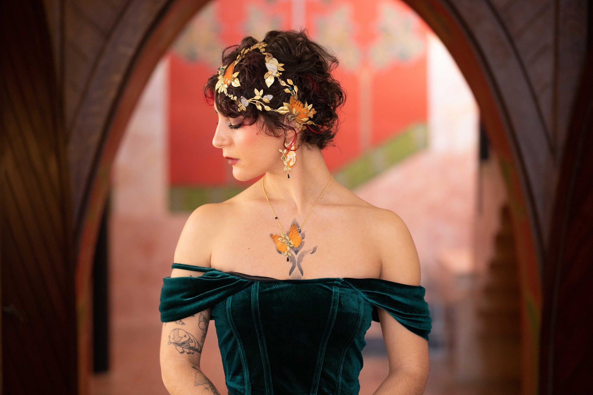 Collier Naturalia Appias Nero ambiance naturaliste – bijou Art Nouveau fait main Victorian Rehab