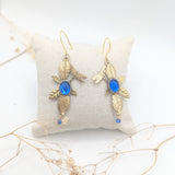 boucles en verre de murano et feuille esprit féérique et  art nouveau