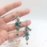 boucles en verre de murano et feuille esprit féérique et  art nouveau