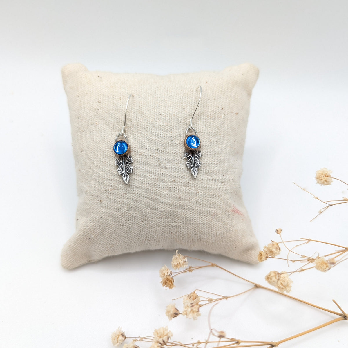 boucles en verre de murano et feuille esprit féérique et  art nouveau