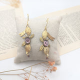 boucles en verre de murano et feuille esprit féérique et  art nouveau