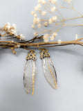 Boucles d'oreille veritables ailes de cigale inspiration mucha cabinet de curiosité