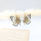 Boucles d'oreille féériques veritables ailes de papillon. Bijoux art nouveau fait main en france