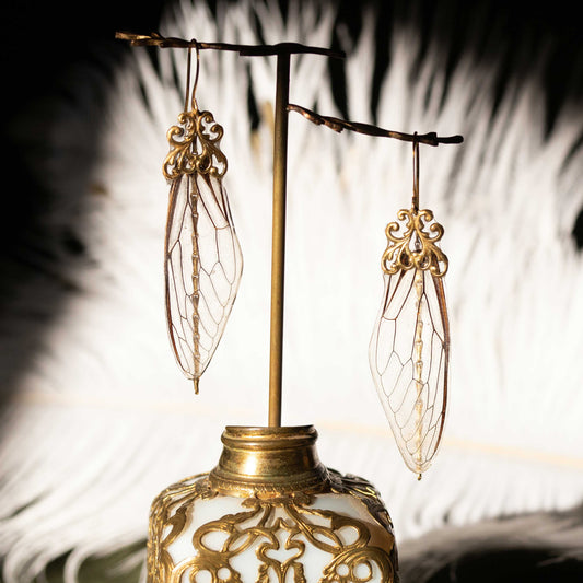 Boucles d'oreille cigale aile de fee