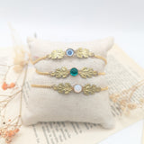 bracelet en verre de murano et feuille esprit féérique et  art nouveau