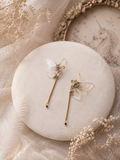 Boucles d'oreille Nancy – véritables ailes de cigale sur estampe dorée | Victorian Rehab