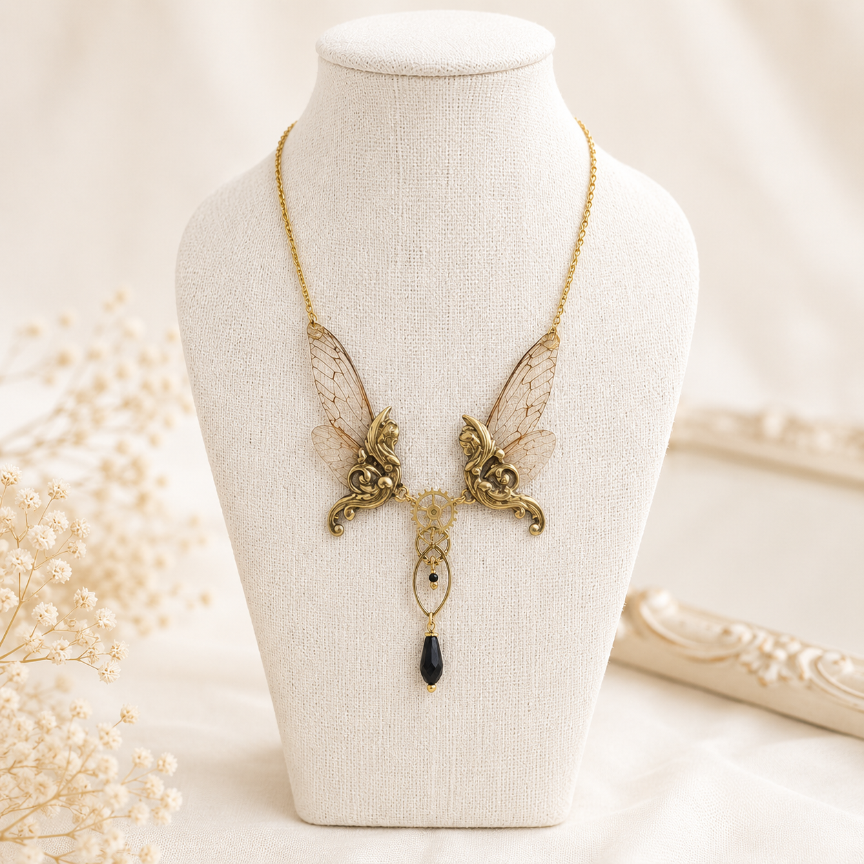 Collier Hiko ailes de cigale – bijou Art Nouveau fairycore Victorian Rehab