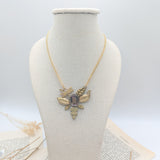 collier en verre de murano et feuille esprit féérique et  art nouveau