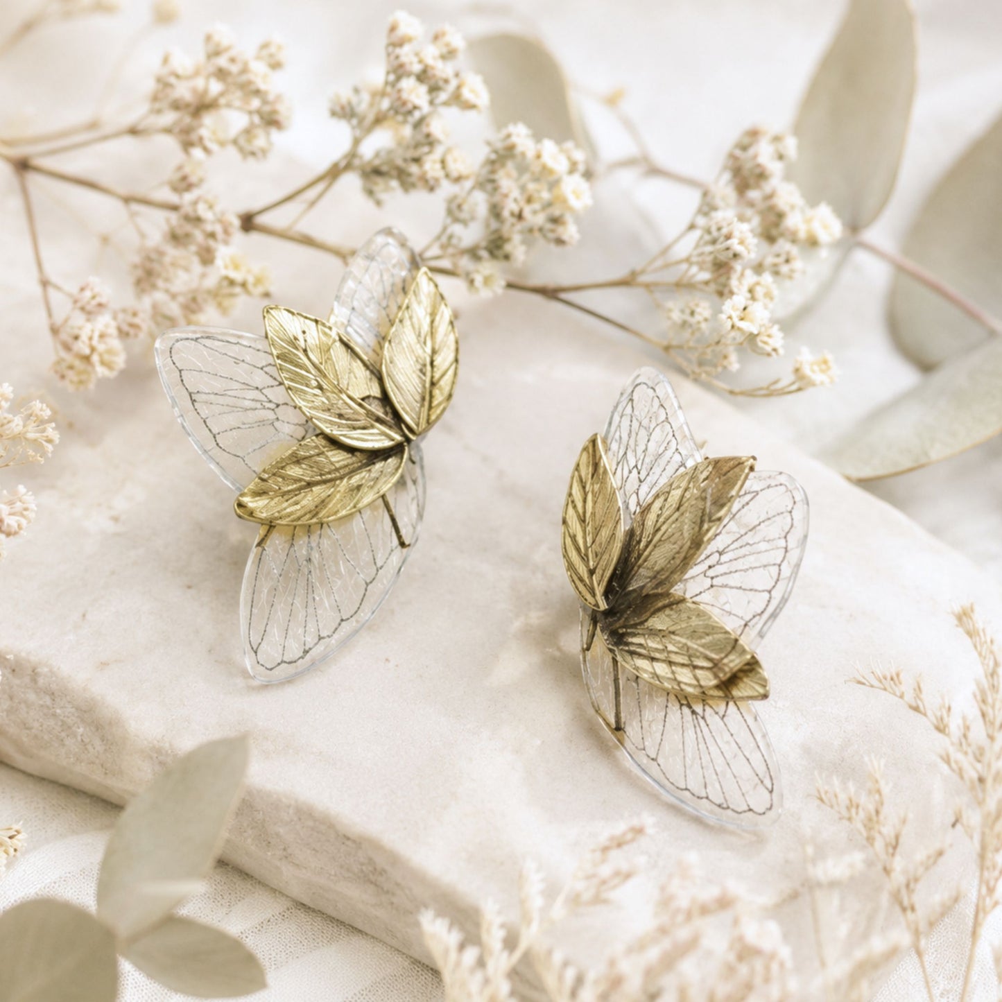 Boucles d'oreille "Hani" ailes de cigales