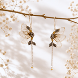 Boucles d'oreille Ambrosia ailes de cigale transparentes – bijou éthéré ailes de fée | Victorian Rehab