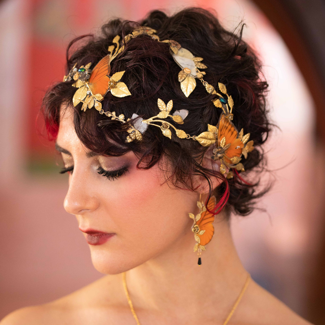 Couronne Naturalia bijoux de tête – véritables papillons et scarabées Art Nouveau | Victorian Rehab
