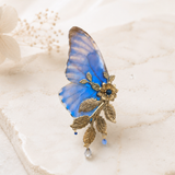 Broche Naturalia Morpho bleu électrique irisé – bijou Art Nouveau fait main Victorian Rehab