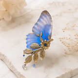 Broche Naturalia Morpho version dorée et argentée – bijou cabinet de curiosités Victorian Rehab