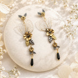 Boucles d'oreille Loréleï ailes de cigale dorées – bijou éthéré ailes de fée | Victorian Rehab