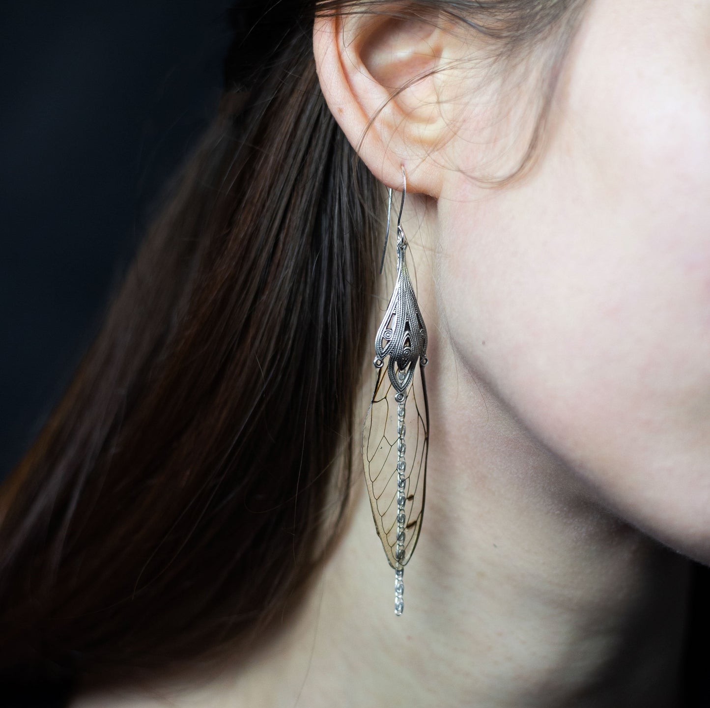 Boucles d'oreille Bohême ailes de cigale dorées – bijou Art Nouveau | Victorian Rehab