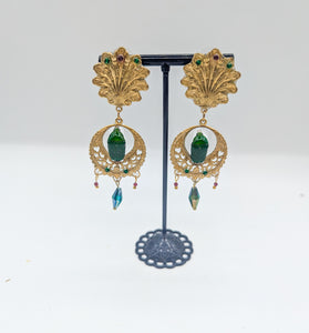 Boucles d'oreille "Cantatrice" véritable scarabée - boucles d'oreille art nouveau