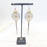//SOLDES// Boucles d'oreille longue cadran blanc