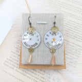 //SOLDES// Boucles d'oreille engrenages et cadrans blanc grands