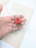 //SOLDES// Sautoir Jules Verne engrenages et cadran rouge
