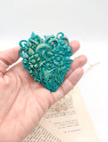 Coeur anatomique floral type ex voto - petit modèle coloré