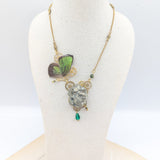 //VENTE PRIVEE// Collier Pyrite papillon Arhopala vert