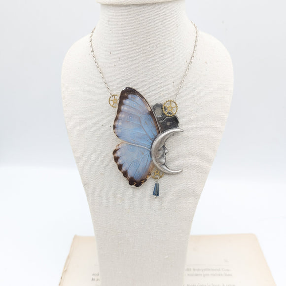 //VENTE PRIVEE/ Collier Lune Morpho bleu