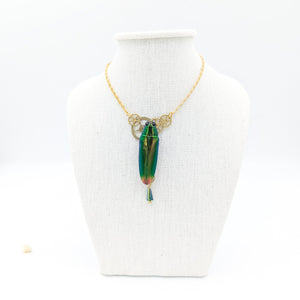 //SOLDES// Collier scarabée vert