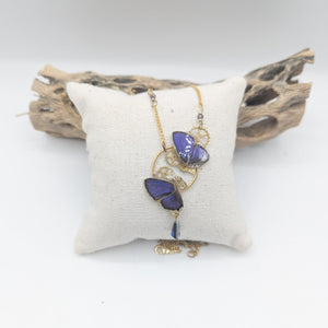 //S// Collier Zéphyr papillon violet PM