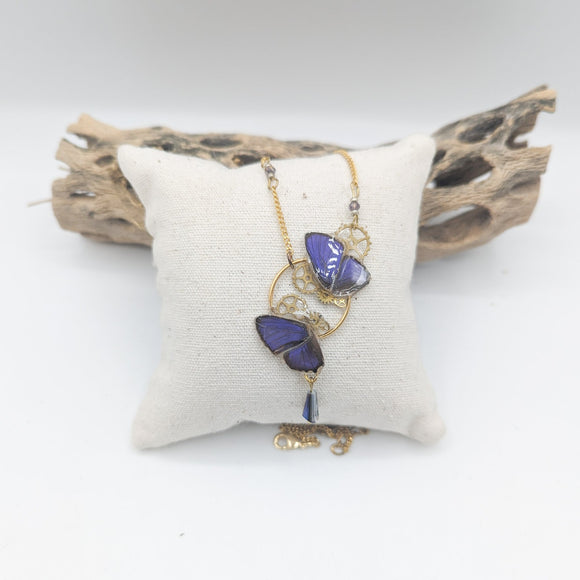 //S// Collier Zéphyr papillon violet PM