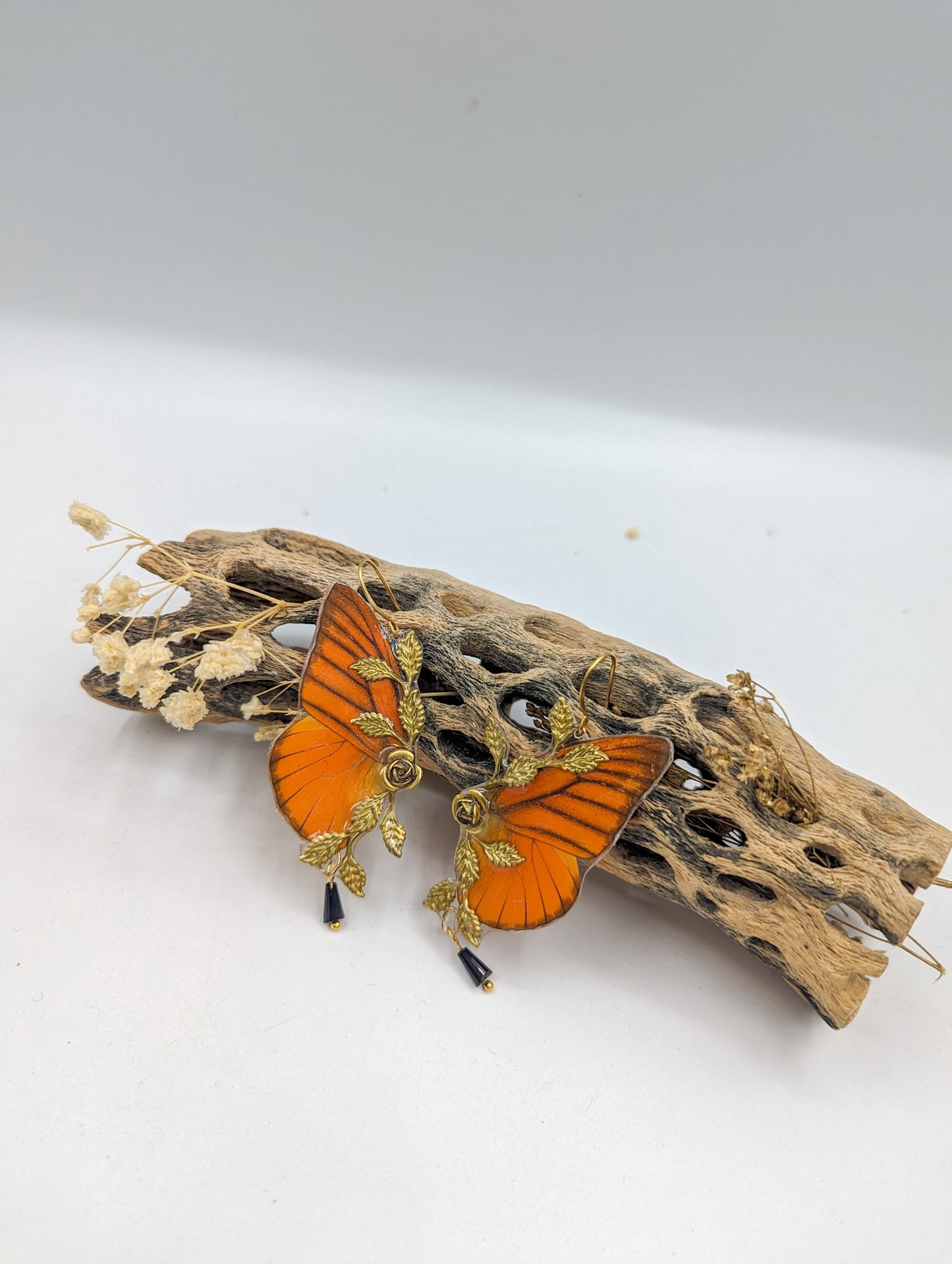 Bijou Art Nouveau collier véritable aile papillon orange noir – Victorian Rehab atelier Hérault
