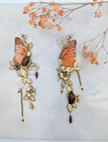 Boucles d'oreille "Naturalia" veritable papillon Appias Nero