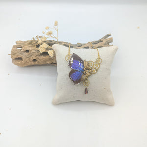 //VENTE PRIVEE// Collier Sphynx papillon arhopala violet