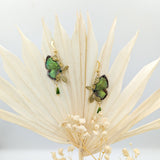Boucles d'oreille "Naturalia" papillon Arhopala vert