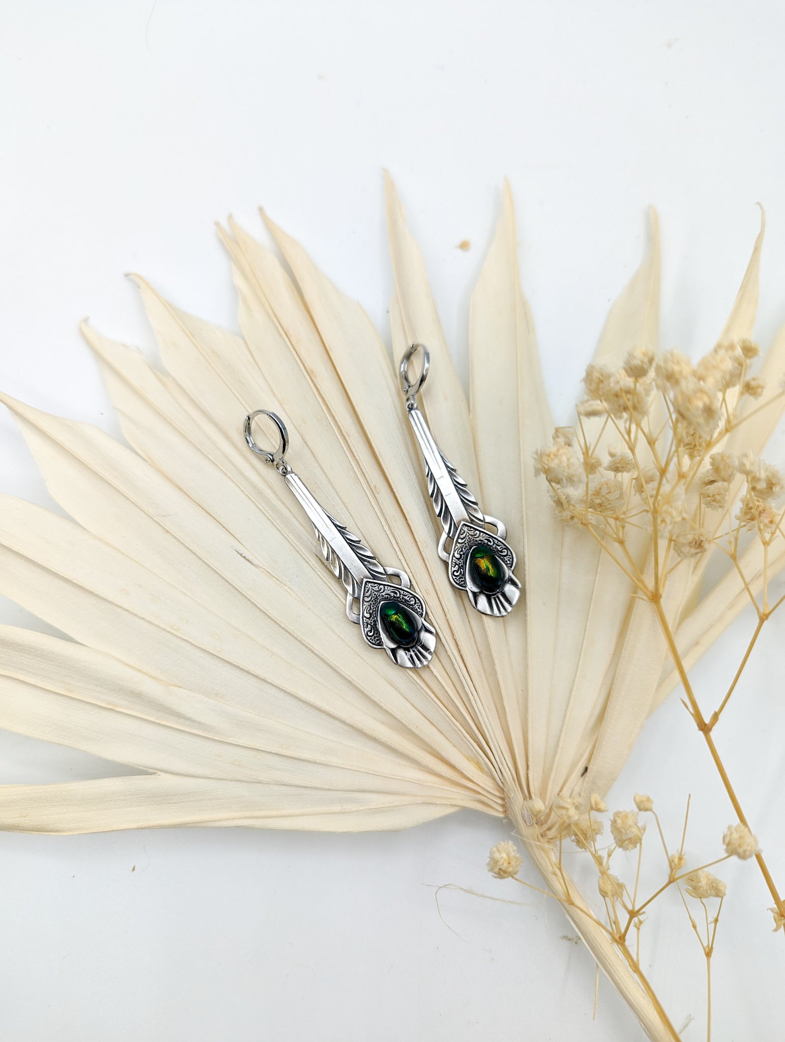 Parure boucles Klimt scarabée – bijou artisanal collection Mémorabilia | Victorian Rehab