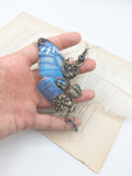 Collier bijou Art Nouveau véritable aile papillon Morpho bleu iridescent – Victorian Rehab