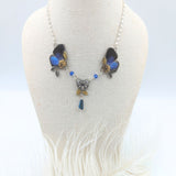 Bijou Art Nouveau collier Naturalia GM papillon Bocchus bleu argenté doré – Victorian Rehab