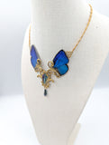 Parure collier Mucha Arhopala bleu doré – bijou cabinet de curiosités Victorian Rehab