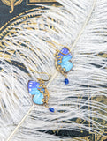 Boucles d'oreille papillon bleu Arhopala inspirées Alphonse Mucha Art Nouveau – Victorian Rehab