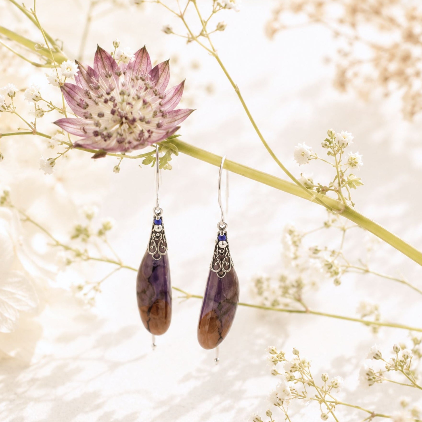 Boucles d'oreille Méandres libellule bleue – ailes de fée bijou Art Nouveau | Victorian Rehab
