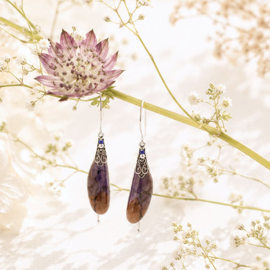 Boucles d'oreille Méandres libellule bleue – ailes de fée bijou Art Nouveau | Victorian Rehab
