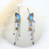 Boucles d'oreille Naturalia GM Bocchus bleu asymétriques – pièce unique Art Nouveau | Victorian Rehab