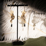 Boucles d'oreille Sphynx ailes de cigale dorées – ailes de fée bijou Art Nouveau | Victorian Rehab