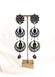 Boucles Cantatrice portées version argentée – bijou Art Nouveau 12,5 cm | Victorian Rehab