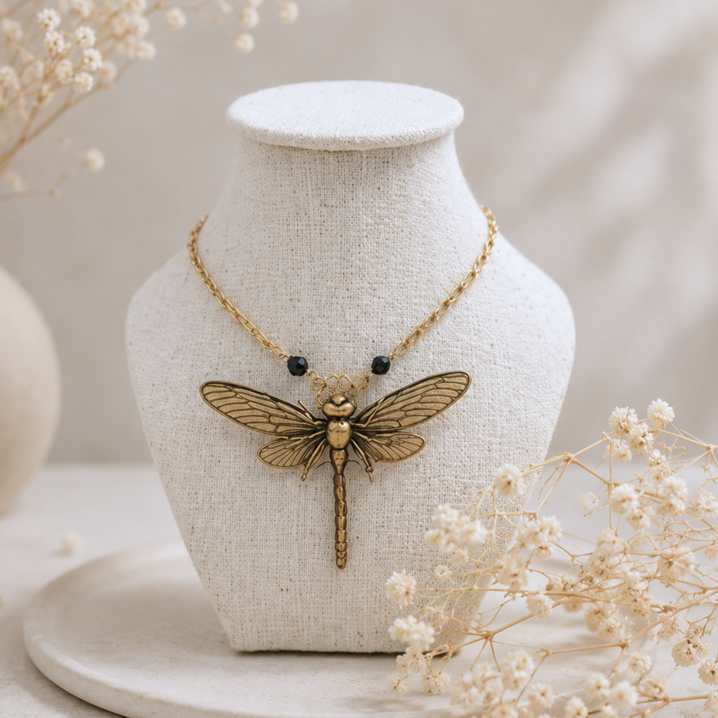 Collier Dragonfly en véritables ailes de cigale brune – bijou Art Nouveau | Victorian Rehab